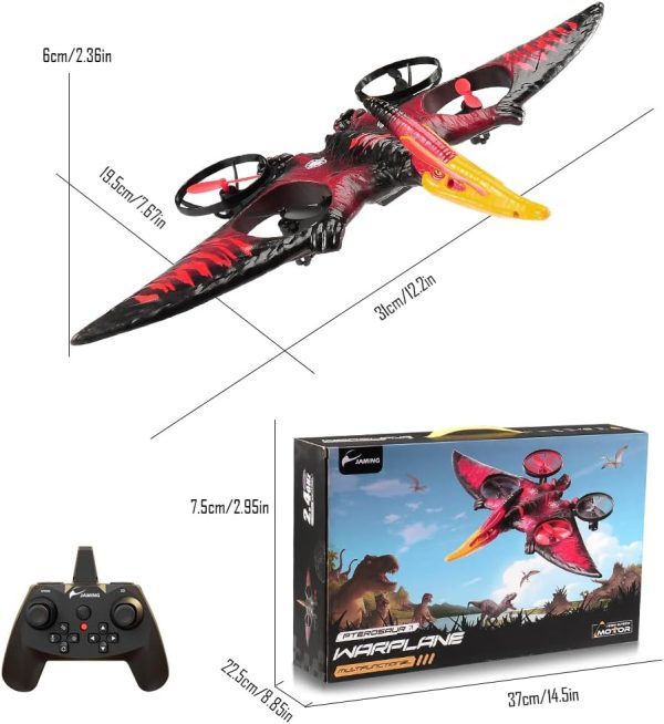 Dragon Remote Control Airplane,RC Plane Dinosaur 2.4G 6-Axis Gyro EPP Foam RC Aircraft One Key Take Off 360 Rotation Easy to Fly RC Glider Flying Toys for Kids & Beginners (Red) - Image 9