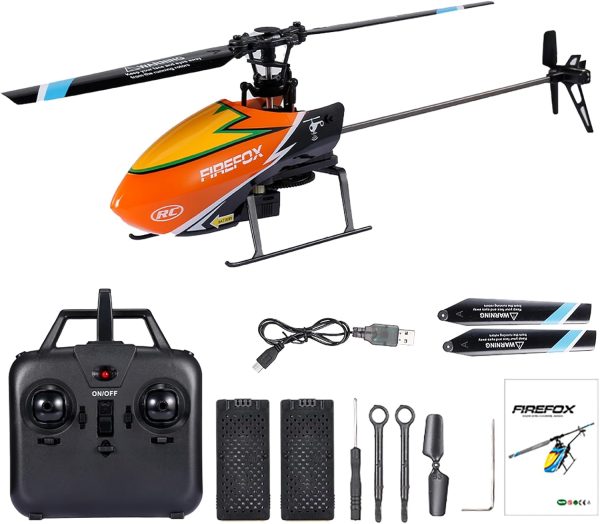 GoolRC C129 RC Helicopter for Adults and Kids, 4 Channel 2.4Ghz Remote Control Helicopter with 6-Axis Gyro, Aileronless RC Aircraft with Altitude Hold, Landing Pad and 2 Batteries (Orange) - Image 2