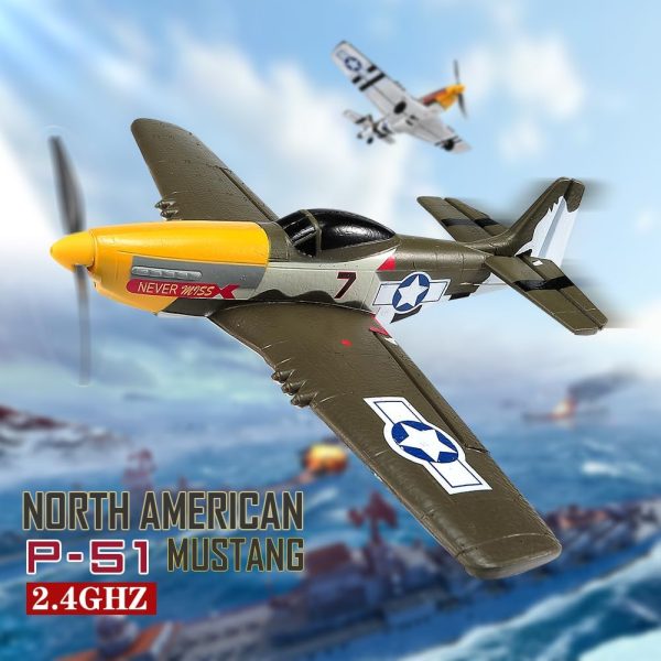 RC Plane for Adults and Kids, 4 Channel Remote Control Airplane with Aileron, Aerobatic P51 Mustang Fighter with 3 Modes Stabilization System for Beginners Learning to Fly - Image 9