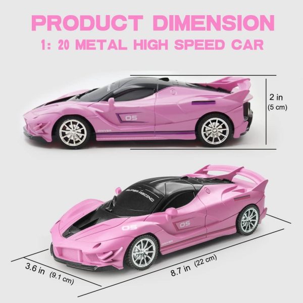 Remote Control Car, Pink RC Cars for Girls, Rechargeable RC Racing, 2.4Ghz Electric Power On Road High Speed Drift Model Vehicle Toy with Led Headlight, Birthday for Kids Age 3+ - Image 4