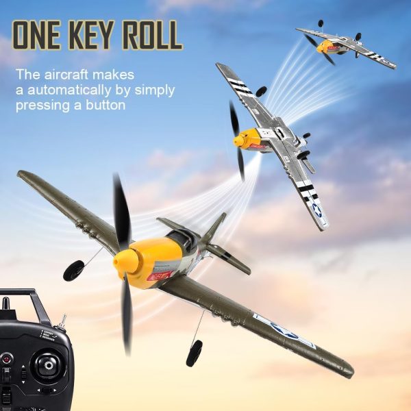 RC Plane for Adults and Kids, 4 Channel Remote Control Airplane with Aileron, Aerobatic P51 Mustang Fighter with 3 Modes Stabilization System for Beginners Learning to Fly - Image 5