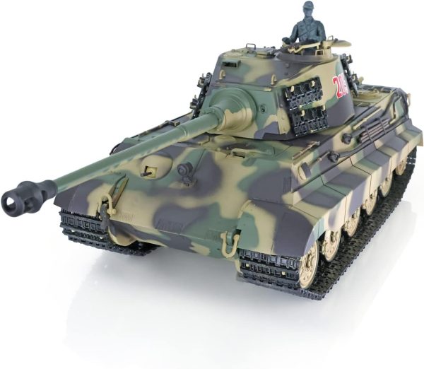 2.4G Heng Long 1/16 Scale 7.0 Plastic German King Tiger RTR RC Tank Model 3888A Smoking 340° Rotating Turret Infrared Combat Lifting Barrel Light Sound BB Shooting Airsoft Tank That Shoot - Image 3