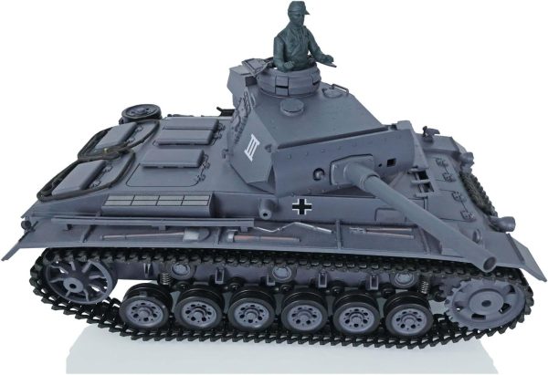 2.4G Heng Long RC Tank 1/16 Scale 7.0 Plastic German Panzer Iii L RTR RC Tank Model 3848 340° Rotating Turret Infrared Combat Smoke Unit BB Pellets BB Shooting Airsoft Tank - Image 6