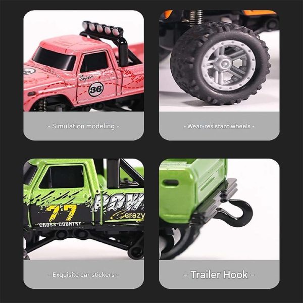 Mini Rc Monster Truck, Mini Monster Trucks, 1:64 Scale Monster Truck Remote Control Car with Lights, Mini Rc Truck with Trailer, Mini Drift Rc Car, 2.4ghz Remote Control (Gray) - Image 5