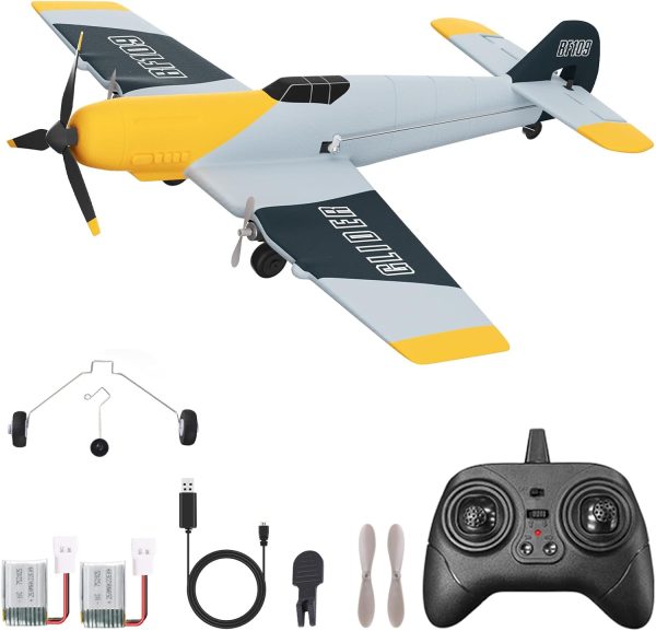 RC Plane 3 Channels Remote Control Airplane Toy, 2.4Ghz RC Planes with Gyro Stabilization System Glider Aircraft Plane and 2 Batteries, Easy RC Fighter Fly for Boys Kids and Beginners (yellow) - Image 2