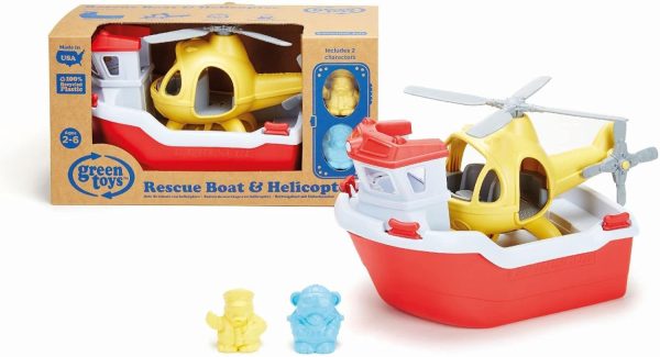 Green Toys Rescue Boat with Helicopter Red, 1 EA - Image 10