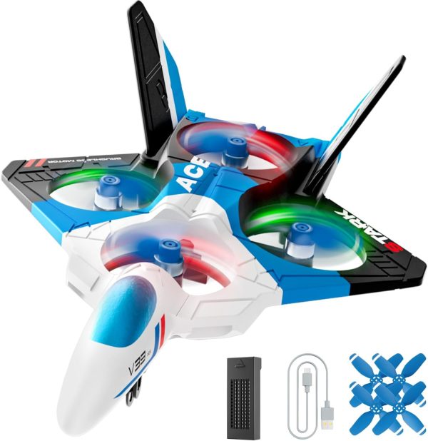 BEZGAR Drones for Kids | RC Plane with Brushless Motor 2.4GHZ Remote Control Airplane, 6-axis Gyro RC Helicopter, 360° Flip Fighter Jet Toy for Beginners Ages 8-13 with LED Navigation Lights - Image 2