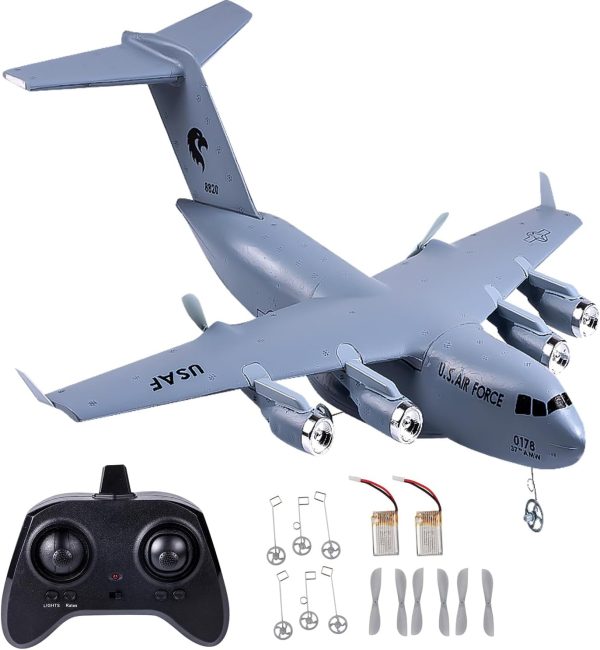 RTF RC Plane, 2.4Ghz 2 Channels RC Airplane, Navy Blue C17 Globemaster III RC Aircraft, A Easy to Fly RC Airplane Toys - Image 2