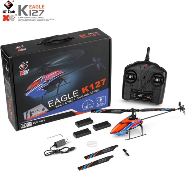 GoolRC RC Helicopter, WLtoys XK K127 Remote Control Helicopter, 4 Channel RC Aircraft with 6-Axis Gyro, Altitude Hold, One Key Take Off/Landing, Easy to Fly for Kids and Beginners, Include 3 Batteries - Image 10