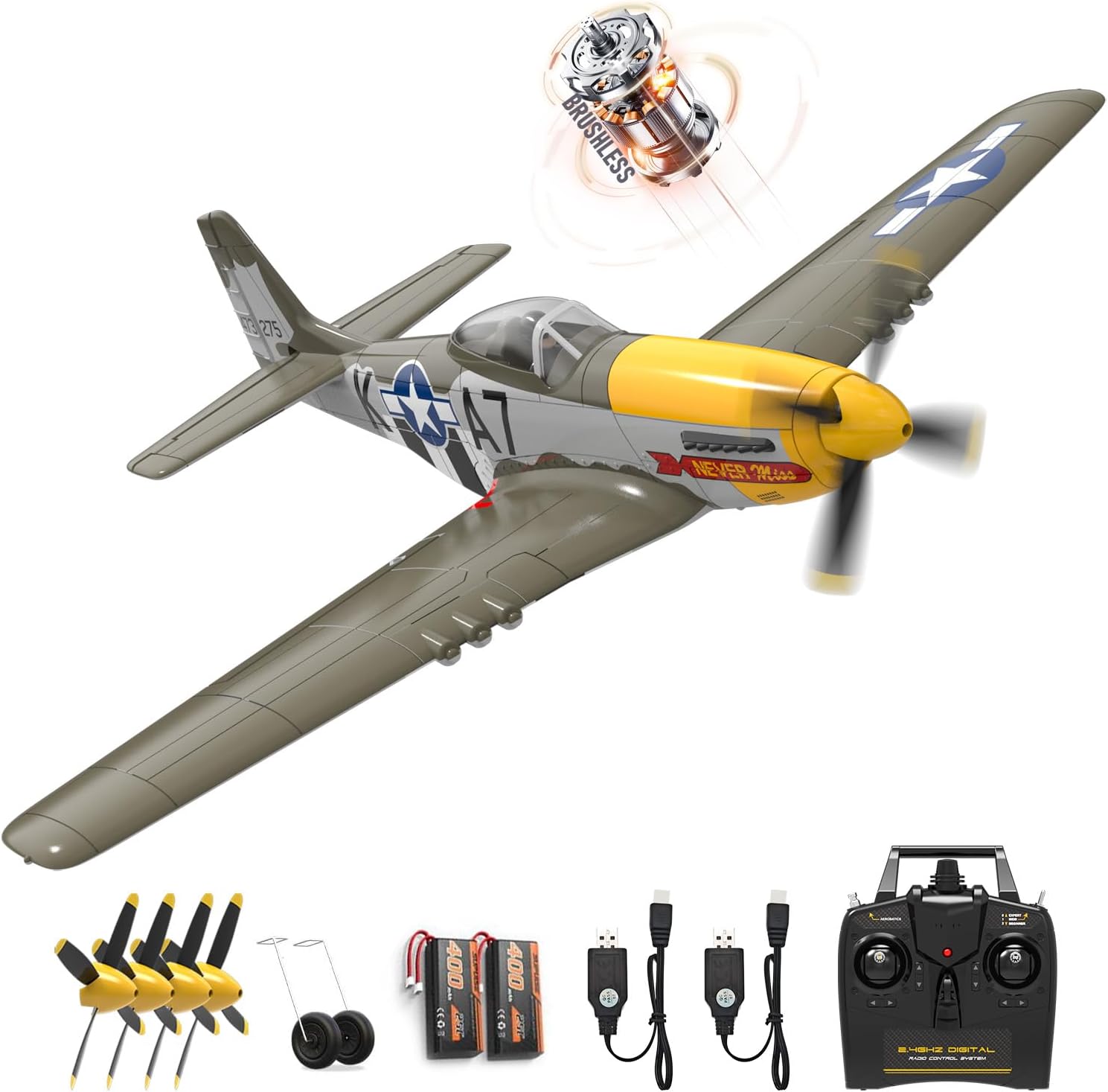 VOLANTEXR RC Plane for Adults,Brushless Motor, 4-Channel Remote Control Airplane, Upgraded Features, Beginner to Advanced - Fully Assembled, 20in x 16in - Image 2