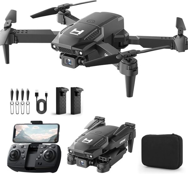 Mini Drone with Camera for Adults Beginner Kids, 1080P WiFi FPV, Foldable, 2 Batteries, One-Click Take Off/Landing, Altitude Hold Black - Image 2