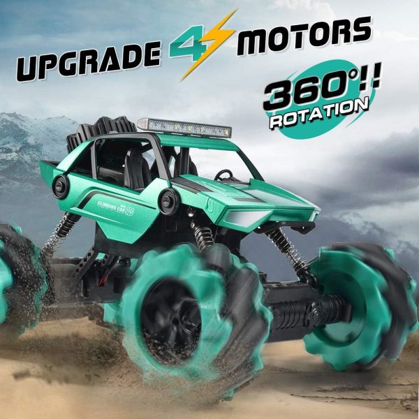 NQD Gesture Remote Control Car - 4WD Off-Road 1:14 Big Monster Stunt Car with 360° Spins All Terrain Hand Controlled Sensor Toy Cars with Lights Music for Kids Boys & Girls Birthday Gifts (Cyan) - Image 3