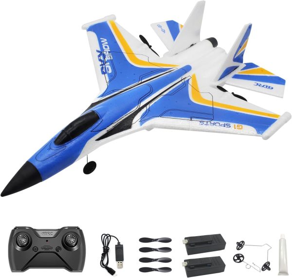 Fistone RC Plane, Remote Control Airplanes, 2.4 Ghz RC Glider with Dual-Motor and LED Lights, F-22 Raptor Fighter Jet with Smart Gyroscope System, Easy to Fly RC Fighter for Beginner Kids Adults - Image 2