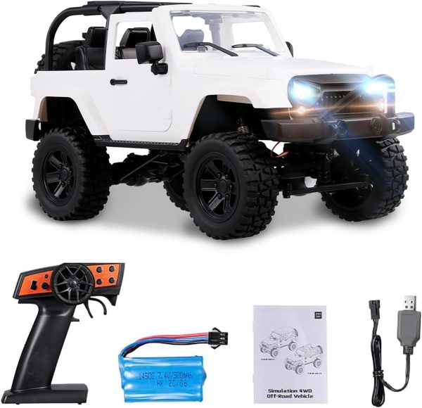 GoolRC F2 RC Car, 1/14 Scale 2.4GHz Remote Control Car, 4WD 30km/h High Speed Racing Car, All Terrains Off Road RC Monster Vehicle Truck Crawler with LED Light for Kids and Adults (White Convertible) - Image 2