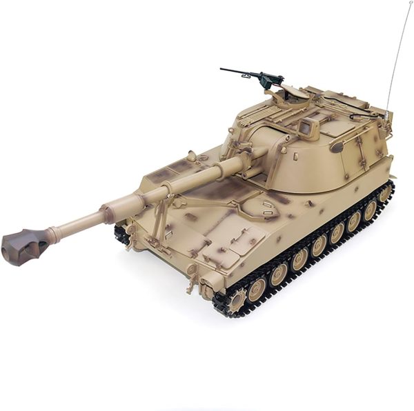 Large Remote Control Tank US M109A2 Self-propelled Howitzer RC Tank 1/16 War Military Vehicle Smoke Barrel Turning Cannon Lifting Shooting Sound Effect Collection 50CM (Yellow Standard RC Tank) - Image 5