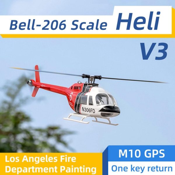 FLYWING Bell-206-V2 RC Helicopter for Adult，470-Class 2.4G RC 6CH Electric Airplane Simulation Aircraft with & 3D Stunt Mode & GPS Positioning, Flying Toys - RTF Version/Left Control - Image 3