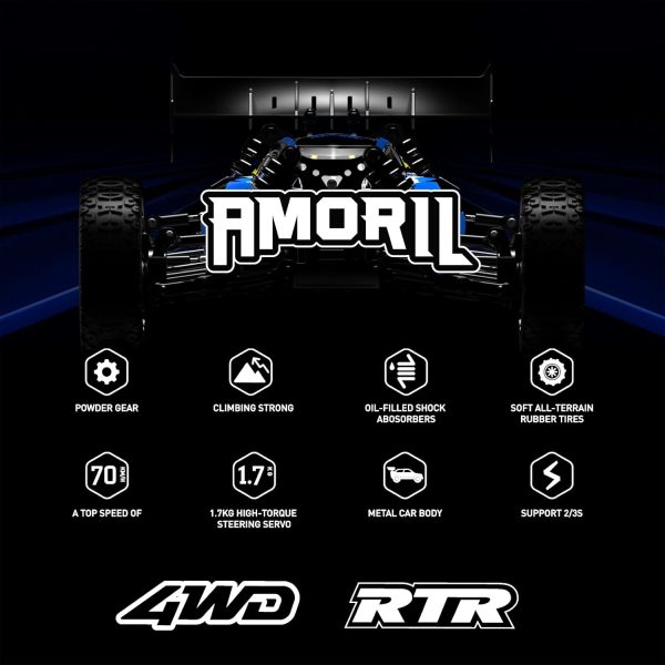 AMORIL 1:14 Fast RC Cars for Adults,Top Speed 70+KMH,Hobby Remote Control Car,4X4 Large Truck Off-Road Racing Buggy,Electric Vehicle Toy for Kids with Oil-Filled Shocks,Upgraded Metal Parts - Image 7