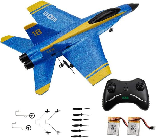 RC Plane Remote Control Airplane RTF RC Plane 2 Channel Remote Control Airplane, 2.4GHz Radio Control F18 Jet Aircraft with 2 Batteries - Image 2