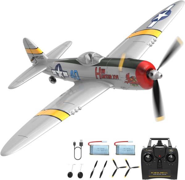 RC Plane 4 Channel Remote Control Airplane Ready to Fly P-47 6-Axis Gyro System One Key Aerobatic Aircraft with 2 Batteries for Beginners Adults Kids - Image 2