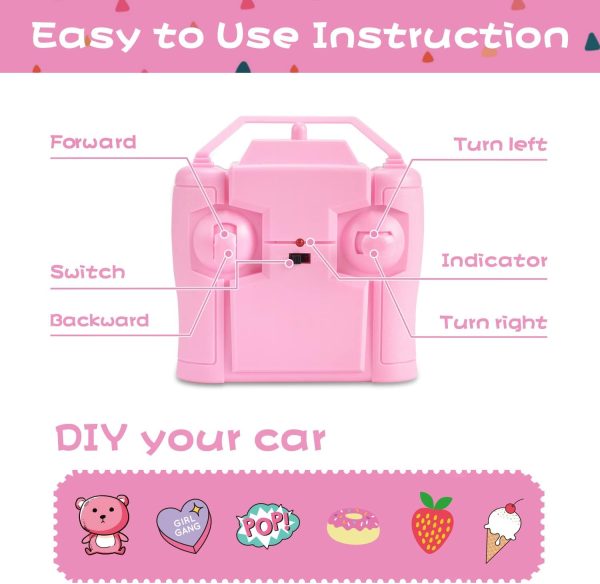 NQD Pink RC Cars 1:16 Scale with DIY Sticker, Remote Control Car for Girls, 80 Min Play 2.4Ghz Jeep RC Trucks,Little Girl Toys Gifts for 4-5 6-7 8-10 Years Old - Image 8