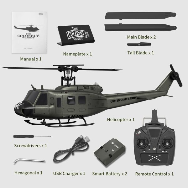 Carmanon Ultra-high Simulated RC Helicopter - 27:1 Scale Model Collectable Remote Control Helicopter with Auto-Hover for Adults, Beginners, Bell UH-1D - Image 9