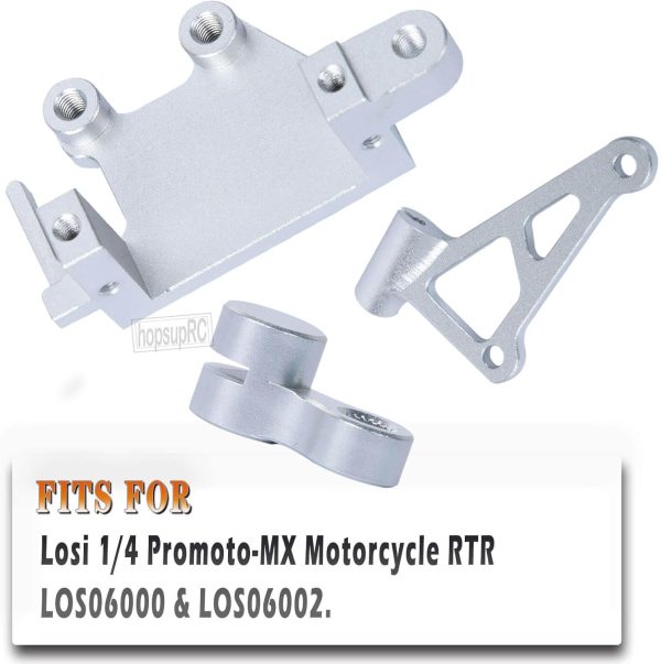 7075-T6 Aluminum Electronic Mount Set Upgrades Part for Losi 1/4 Promoto MX Motorcycle Dirt Bike RTR FXR LOS06000 LOS06002,Alloy Electronic Mount Set Hops Up,Silver - Image 3