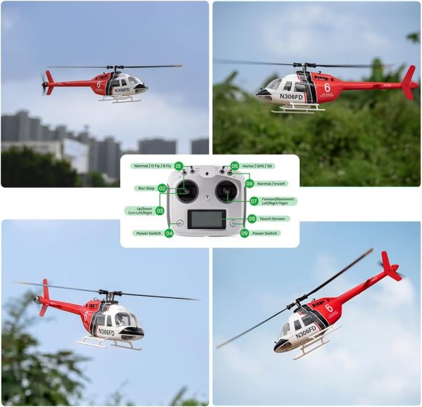 F FLYWING Bell 206 RC Helicopter V3 6CH GPS Altitude Hold Two Rotor 1:16 RC Scale Helicopter PNP RTF with H1 Flight Control System Bell 206 v3 Helicopter - Image 7