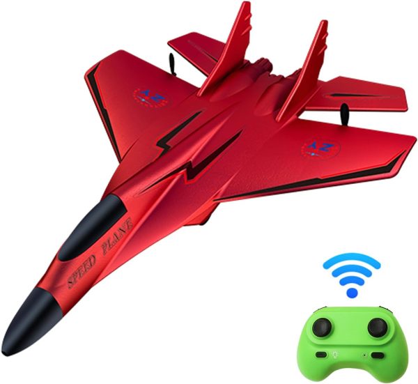 Remote Control Airplane, RC Plane Remote Control 2CH 2.4Ghz RC Plane with Lights, Remote Control Airplanes Foam RC Fighter Airlane Jet for Kids and Beginners（Red） - Image 3