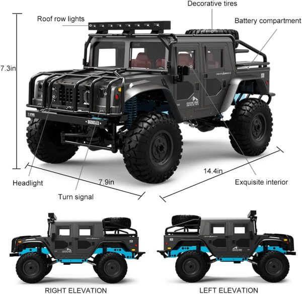 The perseids RC Truck RC Rock Crawler 1/12 Full Scale 4WD Remote Control Car Racing Vehicle Semi Truck and Trailer, 20km/h Offroad RC Truck RTR Climb Model Toys Hobby Grade RC Crawler with Metal - Image 6