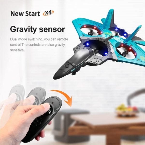 2023 V17 Jet Fighter Stunt RC Airplane -【New Version】RC Plane, 2.4GHz Remote Control Airplane, 360° Stunt Spin Remote & Light RC Airplane, Drop-Resistant Fighter Glider Airplane Hobby Toy (Blue) - Image 2