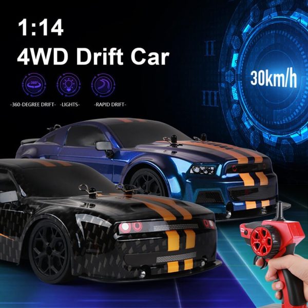 RC Drift Car 1/14 Scale RC Car RTR Remote Control Race Cars Drifting Toy for Boys Kids 4WD 30KM/H RC Vehicle with LED Lights Drift Tires + Racing Tires - Image 3