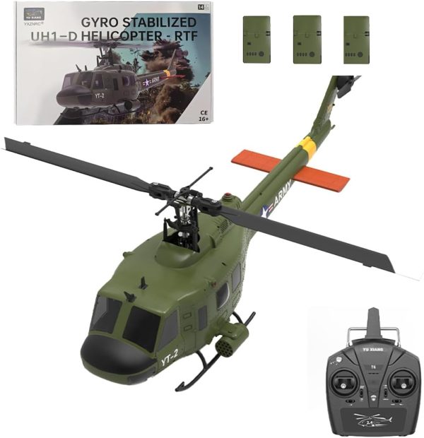 F07 UH-1 Huey RC 1/34 Helicopter, 2.4G 6CH Brushless Direct-Drive 3D/6G Flybarless Helicopter Model (Tri-Battery Version) - Suitable for Advanced Players - Image 2