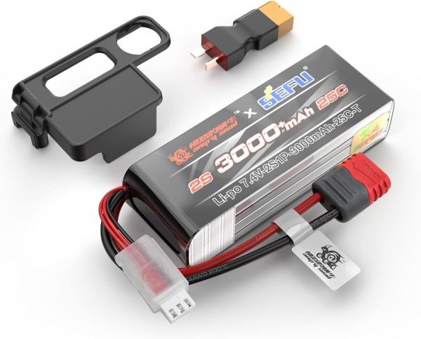 MEW4 2S3000 RC Car Upgrade 7.4V 2S 3000 mAh 25C Large Capacity LiPo Battery with USB Charger Accessories for All 1/14, 1/16 Scale - Image 2