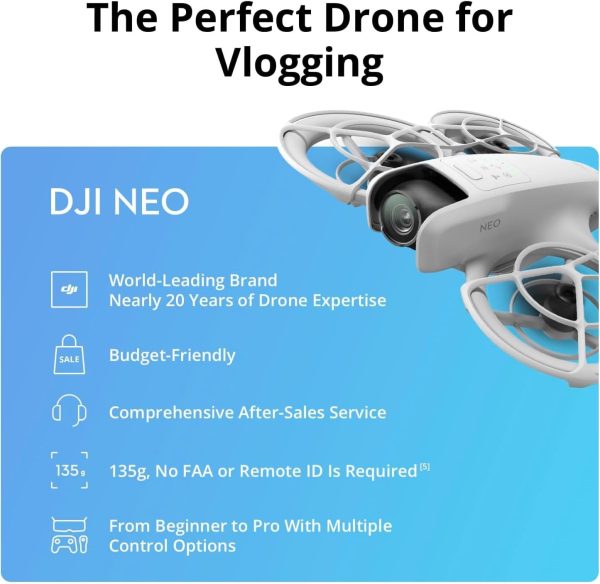 DJI Neo Drone 4K UHD Mini Quadcopter for Adults, 135g Self Flying Drone that Follows You, Palm Takeoff, AI Subject Tracking, QuickShots, (Controller-Free) Bundle with Deco Gear Accessories - Image 8