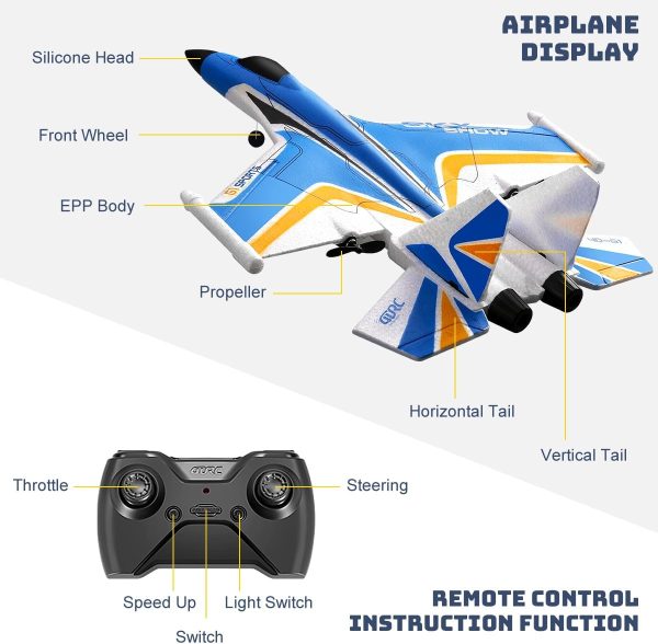 Fistone RC Plane, Remote Control Airplanes, 2.4 Ghz RC Glider with Dual-Motor and LED Lights, F-22 Raptor Fighter Jet with Smart Gyroscope System, Easy to Fly RC Fighter for Beginner Kids Adults - Image 5