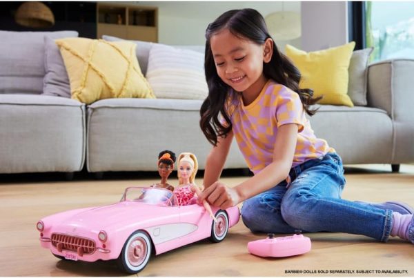 Hot Wheels Barbie RC Corvette from Barbie The Movie, Full-Function Remote-Control Toy Car Holds 2 Barbie Dolls - Image 3