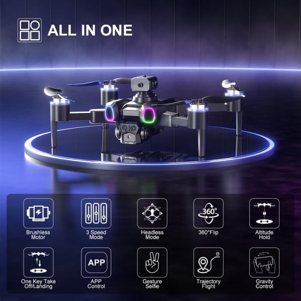 Drone with 4K Camera for Adult Beginners Kids, Brushless, Foldable Remote Control Quadcopter with FPV Live Video, Gestures Selfie, Altitude Hold, One Key Take Off/Landing, 3D Flips, Headless Mode - Image 5