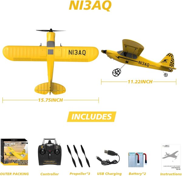 28℃ RC Plane 3 Channel Remote Control Airplane Trainer Airplane Sport Cub S2 with Propeller Saver&Xpilot Stabilization System,One-Key U-Turn Easy to Fly for Kids & Adults, Yellow (761-14 RTF) - Image 10