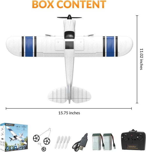 VOLANTEXRC RC Plane 2 Channel Trainer Airplane Sport Cub Remote Control Aircraft Toys Ready to Fly with Gyro Easy to Fly & 2.4GHz Radio Controlled for Kids & Beginner (762-2 Blue) - Image 8