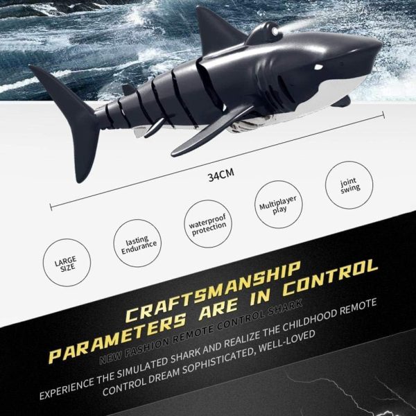 2.4G Remote Control Shark Toy 1:18 Scale High Simulation Shark Shark for Swimming Pool Bathroom Great Gift RC Boat Toys for 6+ Year Old Boys and Girls (with 2 Batteries) - Image 6