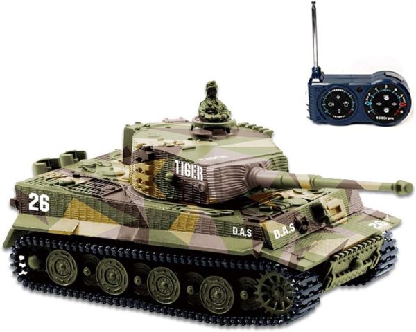 Remote Control Tank RC Tank - German Tiger I Panzer, Battery, Light, Sound, Rotating Turret and Recoil Action When Cannon Artillery Shoots, Mini 1:72 Scale, Assorted Color - Image 3