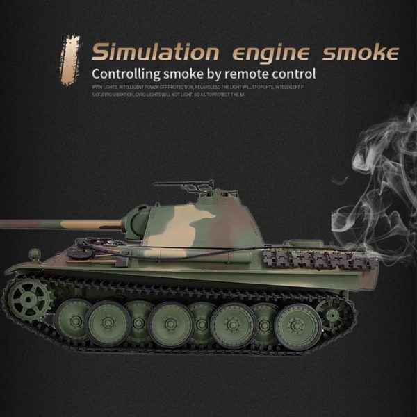 Large RC Tank for Adults- 1/16 German Panther G RC Tank That Shoots, 2.4G Remote Control Tank with Steel Gearbox Sounds Light Smoke, RC Military Vehicle Model (Camouflage Green) - Image 7