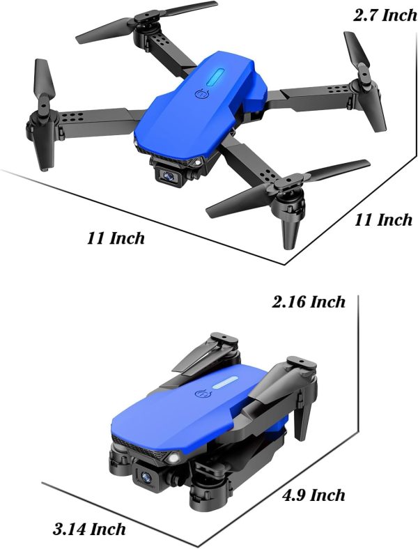 Drone with 1080 Camera for Kids Foldable Mini Drone for Kids Boys Beginners 2 Batteries Toys Drone Gestures Selfie One Key Start 360° Flips Toy Gifts for Boys Blue E88 - Image 8