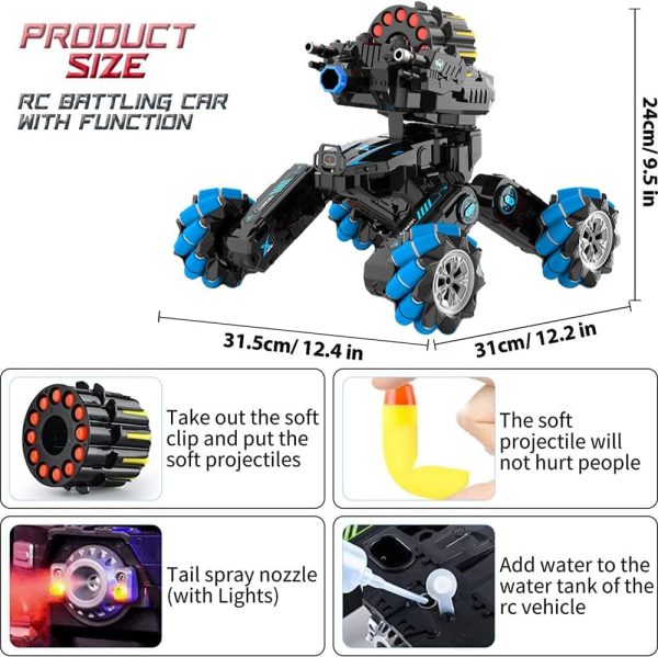 RC Cars, Remote Control Monster Truck for Kids Shooting Dual Remote Truck with Soft Bullets Battle Tanks Toys for Boys and Girls - Image 3