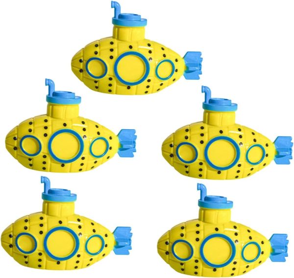 5 Pieces Mini Submarine Fish Tank Ornament 2x1.3inch for Aquarium Landscape Lightweight PVC Material Kids Toy, Yellow - Image 2