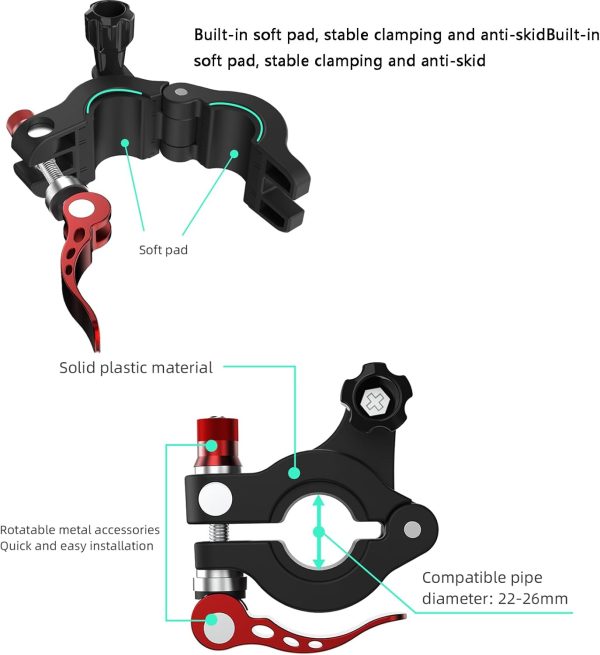 Bike Holder Mount for DJI RC Pro Controller Bike Clip Bicycle Handlebar Mount Compatible for DJI Mavic 3/Air 2S Remote Control Drone and Action Cameras Accessories - Image 7