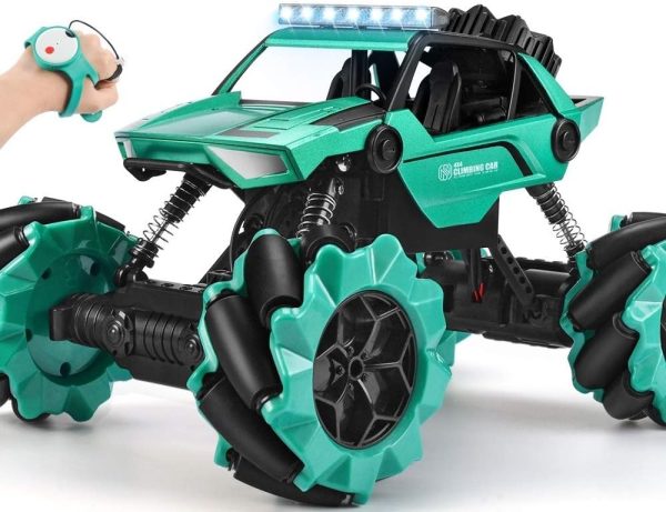 NQD Gesture Remote Control Car - 4WD Off-Road 1:14 Big Monster Stunt Car with 360° Spins All Terrain Hand Controlled Sensor Toy Cars with Lights Music for Kids Boys & Girls Birthday Gifts (Cyan) - Image 2