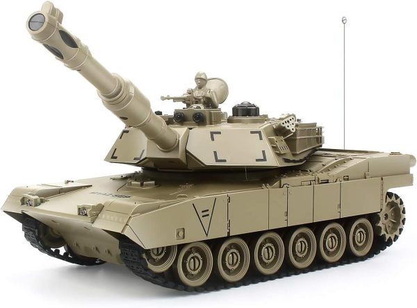 Rc Tanks, 1:28 M1A2 American Remote Control Tank for Kids Boys, 9 Channels Army Battle RC Tank with Realistic Sound and Light, RC Military Vehicles Tank Toys for Kids Boys Girls (Khaki) - Image 2