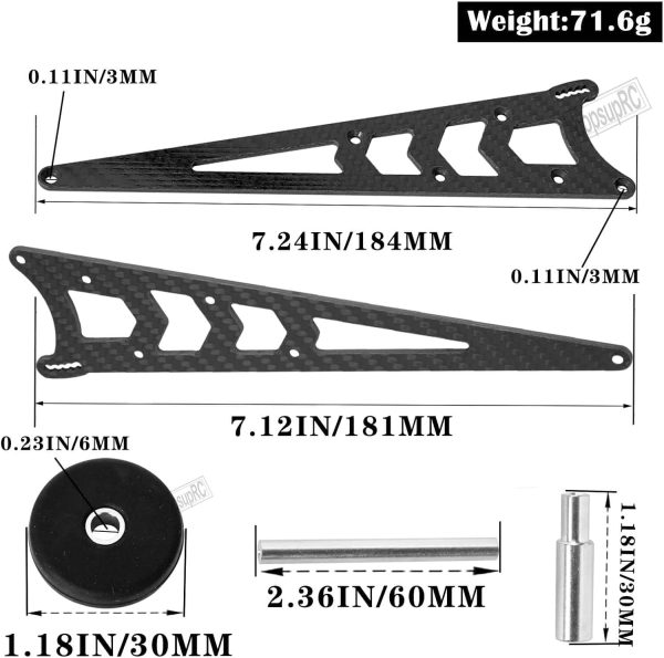 RC Carbon Adjustable Wheelie Bar Kit Tail Wheel Head up Wheel Upgrades Part for 1/10 Slash,Rustler,Bandit,Stampede VXL 2WD,Carbon Adjustable Wheelie Bar w/Mount Hops Up, Black - Image 6