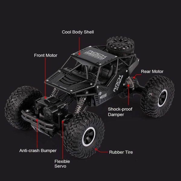 GoolRC RC Car for Kids, 2.4Ghz Remote Control Car, 1:16 Scale 4WD RC Rock Crawler with Dual Motor, All Terrain Off-Road Truck Climbing Car for Boys and Girls (Black) - Image 7